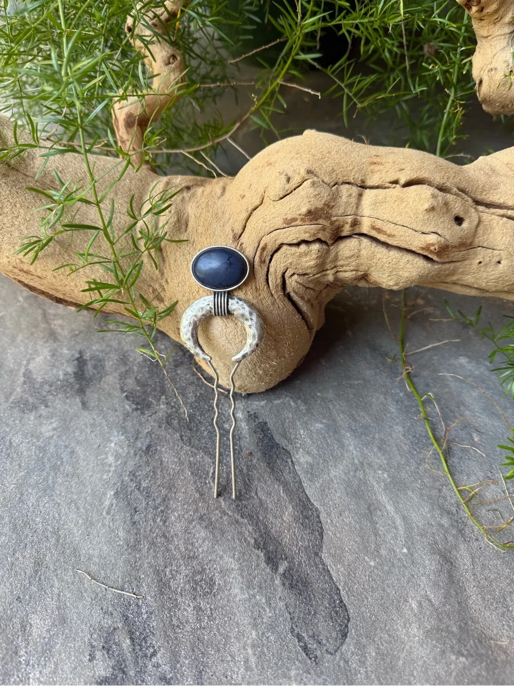 New🌟Free People Silver Crescent & Blue Stone Hair Pin